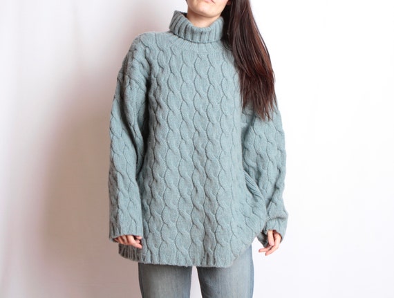 vintage TWIN PEAKS knit turtleneck mint huge overs