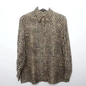 vintage bright SILK slouchy yellow GOLD vintage fitted button down shirt -- size large