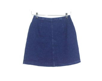 VINTAGE 1990s y2k blue jean DENIM vintage MINI skirt grunge skirt - size small