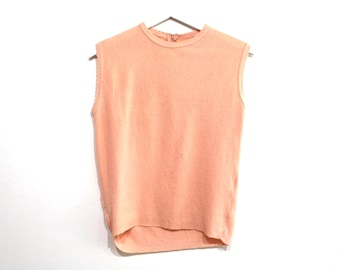 vintage MID-century pink CORAL sleeveless vintage BOXY 1950s women's shirt blouse -- size small/medium -- Free Shipping U.S.A