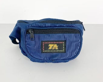 vintage 1990s y2k BLUE with yellow fanny pack market change bag with contrast strap -- good condition