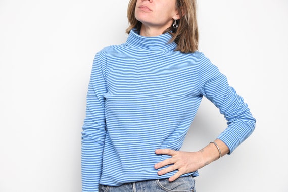 Vintage 90s Y2k STRIPED Turtleneck Women's Grunge Boxy Long Sleeve