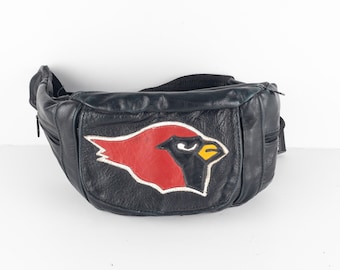 vintage ARIZONA CARDINALS 1990s black & red leather vintage 90s FANNY pack market bag vintage bag