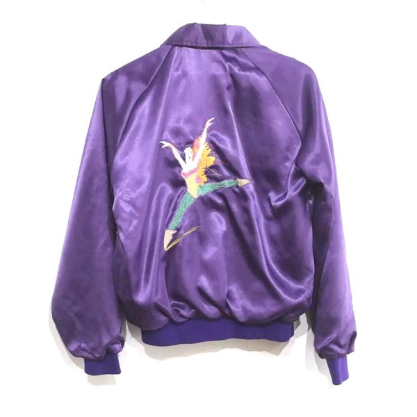 vintage 1980s women's SILKY ballet baggy WINDBREAKER color block vintage JACKET coat - free shipping