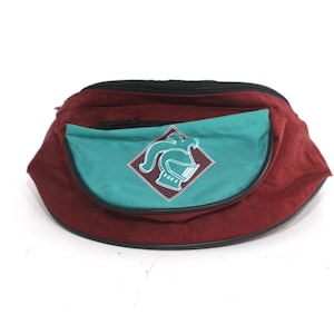 90s teal maroon COLOR BLOCK black knight brand FANNY pack small adjustable waist band good condition image 1