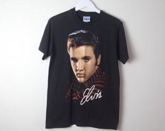 vintage ELVIS black 1988 authentic vintage perfectly worn in vintage KING of rock and roll t-shirt -- size medium