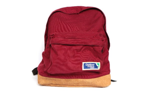 vintage RED leather accent jansport style 70s 1980