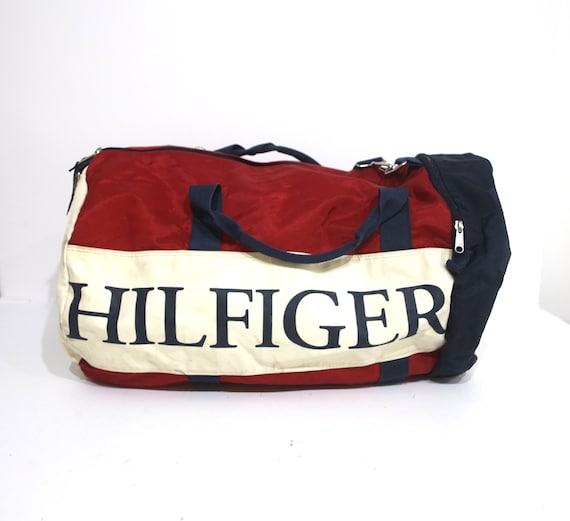 90s COLOR Block Gym Bag TOMMY HILFIGER Sturdy Thick Style Bag With