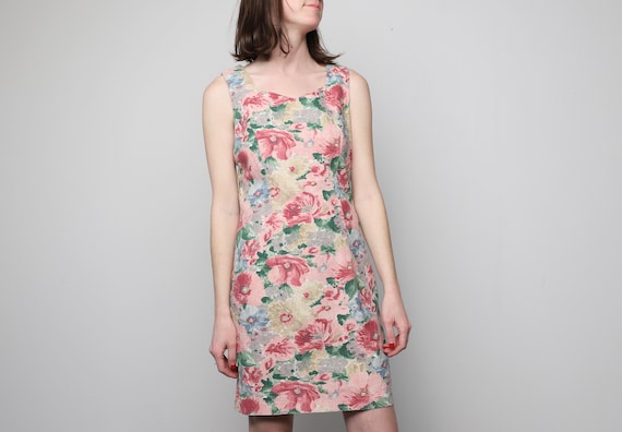 vintage 1990s y2k twin peaks era FLORAL mini dres… - image 1