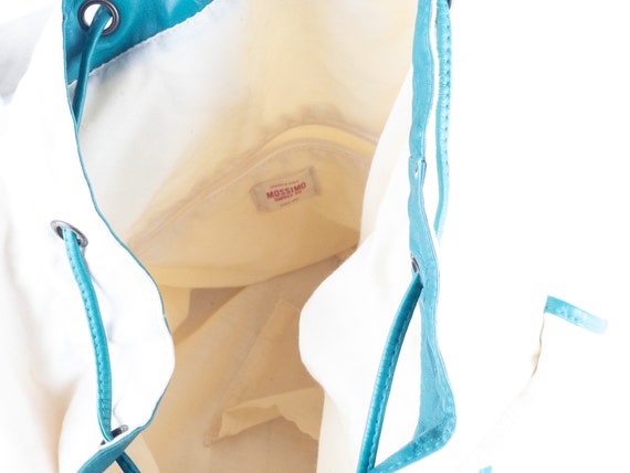 90s striped BACKPACK white & teal daypack CLASSIC… - image 6