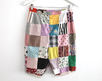 vintage 1950s patchwork quilted style WOMEN'S board shorts -- size small - free shipping