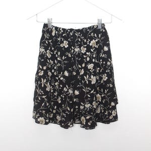 vintage FLORAL tiered MIDI ruffle black and gray SKIRT -- vintage 90s y2k -- free shipping U.S.A