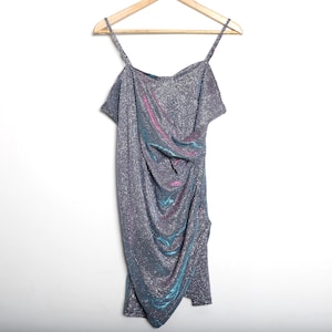 vintage IRIDESCENT strappy PARTY shimmer mini/midi 90s y2k 2000s dress -- size small -- Free shipping U.S.A