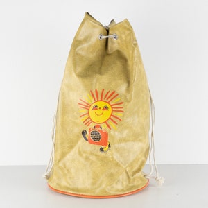 Vintage MID-century crossbody bucket bag travel purse long strap drawstring closure over the shoulder