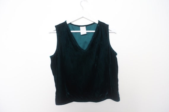 vintage BOXY forest hunter green CRUSH VELVET cro… - image 1