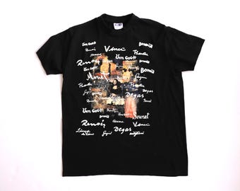 vintage 1990s ARTIST legends of PAINTING vintage art print Mona Lisa and more t-shirt -- size small -- Free shipping