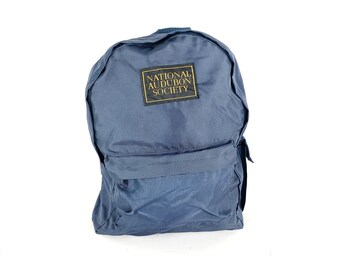 vintage blue National AUDUBON Society blue & gold vintage 90s BACKPACK day pack -- great condition -- ships for FREE in U.S.