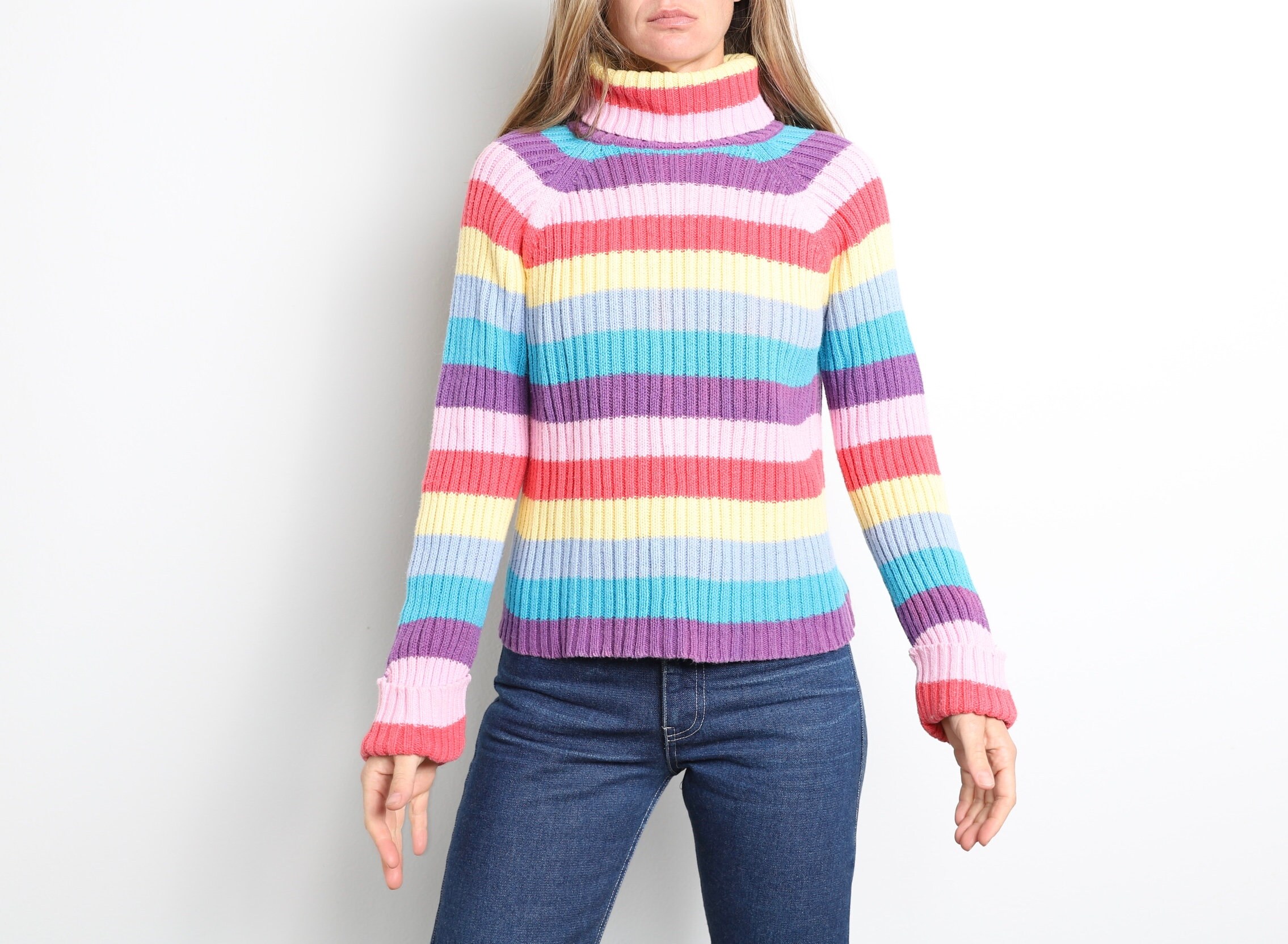 rainbow turtleneck shirt