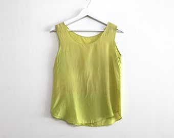 vintage 90s y2k silk slouchy thin CHARTREUSE vintage TANK top boxy top -- size small/medium