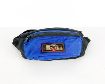 Vintage nylon 80s 90s FANNY pack mutli use packable bag -- ROYAL blue TEAM sport gear brand