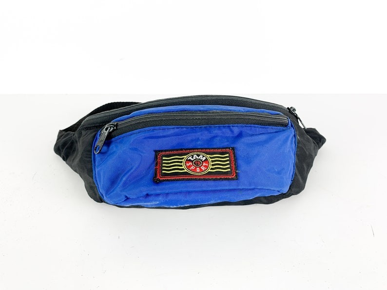 Vintage nylon 80s 90s FANNY pack mutli use packable bag ROYAL blue TEAM sport gear brand image 1