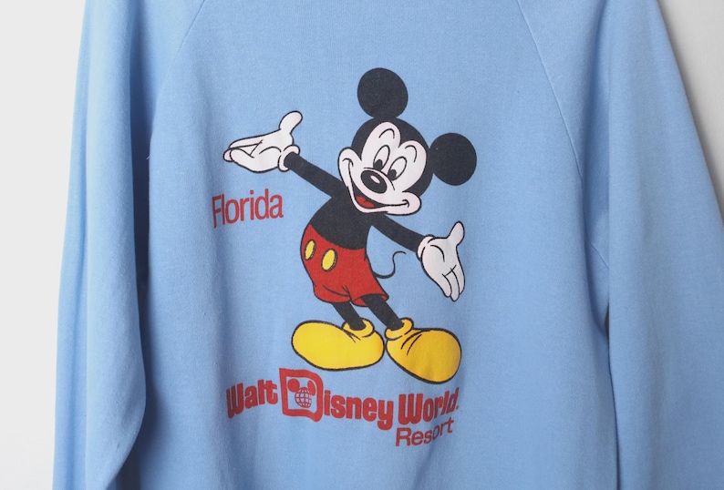 vintage BOXY blue MICKEY mouse crewneck sweatshirt 1980s Disney original FLORIDA vintage sweatshirt -- Size Large -- Free Shipping bild 2