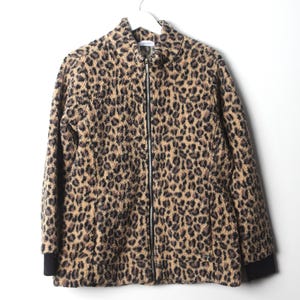 y2k vintage SLOUCHY leopard print coat jacket PUNK chelsea coat winter women&#39;s vintage late 90s y2k style -- size large