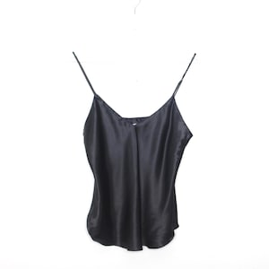 vintage BLACK silky camisole 90s y2k TANK top club kid vintage women&#39;s slinky tank top -- size medium -- FREE shipping U.S.A