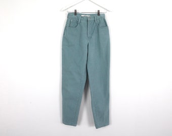 Vintage women's 80s 90s denim SAGE green/blue mid rise designer jeans pants-- size 25 waist