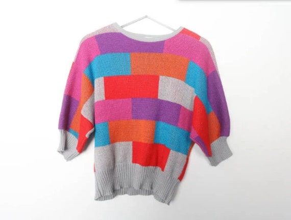vintage SPRING summer BOXY color block slouchy sw… - image 1