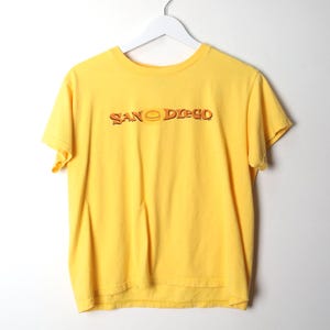 vintage 2000s y2k BOXY surf San Diego SUN logo vintage cropped t-shirt -- size X.L. women's -- FREE shipping U.S.A