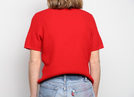 vintage RED y2k 90s mock neck short sleeve slouch… - image 4