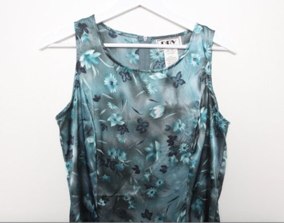 Vintage 1990s y2k teal blue slinky SLIP dress ---… - image 2