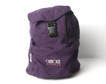 90s purple Cherokee brand BACKPACK purple & black daypack CLASSIC lightweight hiking biking bag -- great condition