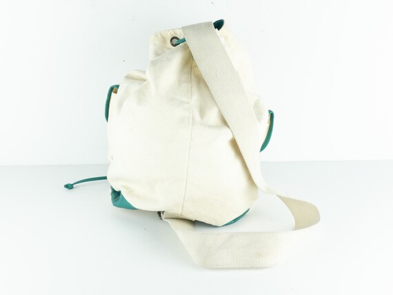 90s striped BACKPACK white & teal daypack CLASSIC… - image 3