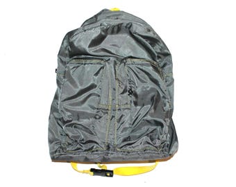 vintage GRAY & yellow Y2K vintage jansport style 90s y2k contrast stitch backpack day pack -- FREE shipping U.S.A
