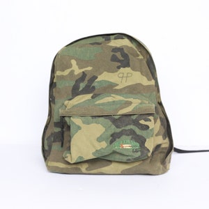 70s 90s CAMOUFLAGE camp BACKPACK mountaineering daypack classic jansport style lightweight hiking biking bag - FREE shipping U.S.A