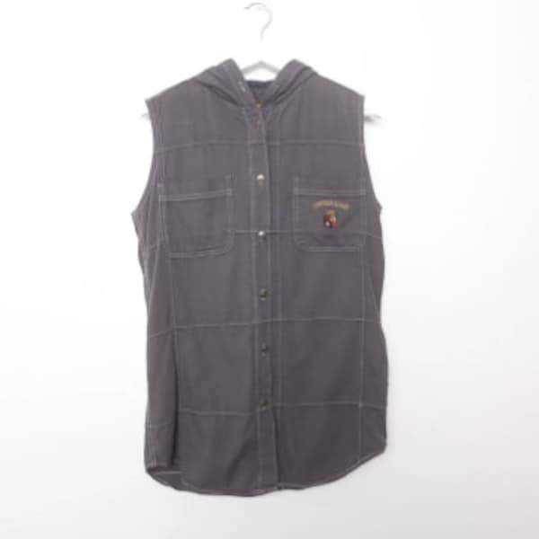 vintage huge OVERSIZE 1990s y2k club kid hoodie button up shirt top -- XL men's contrast stitch surf shirt