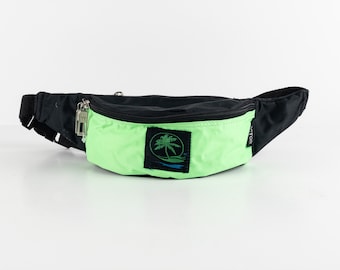 vintage BLACK & neon green vintage 90s y2k fanny pack adjustable waist -- great condition