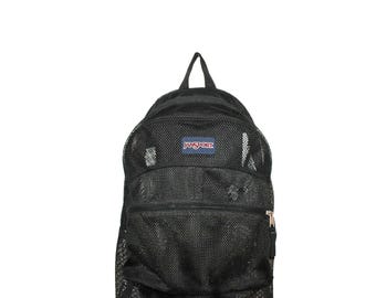 バッグ JANSPORT 00s 90s oldgap archive Y2K Vintage Black JANSPORT Mesh Backpack 1990s Y2K Color Block Book