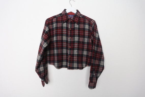 vintage CROPPED Pendleton 60s 70s GRUNGE plaid FL… - image 1