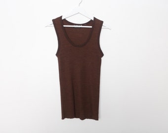 vintage MID-century made in the USA (Portland Oregon) 1950s 60s heather brown ribbed TANK top -- size xl listed