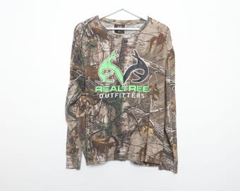 vintage REALTREE carhartt style long sleeve green & brown T-shirt -- size large - Great condition