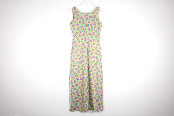 vintage BRIGHT maxi bubble FLOWERS color block ao… - image 4