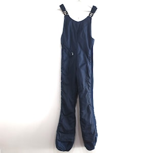 vintage MID-century BLUE winter ski snowboard coveralls overalls waterproof slopes ready -- size small women&#39;s ski bibs