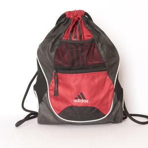 Vintage Late 90s Y2k ADIDAS Brand Drawstring Club Kid Backpack RED 