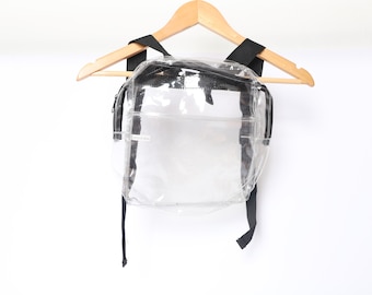 vintage deadstock late 90s CLEAR transparent CLUB kid y2k MINI clear & black backpack