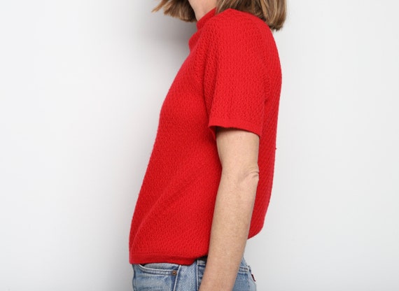 vintage RED y2k 90s mock neck short sleeve slouch… - image 3