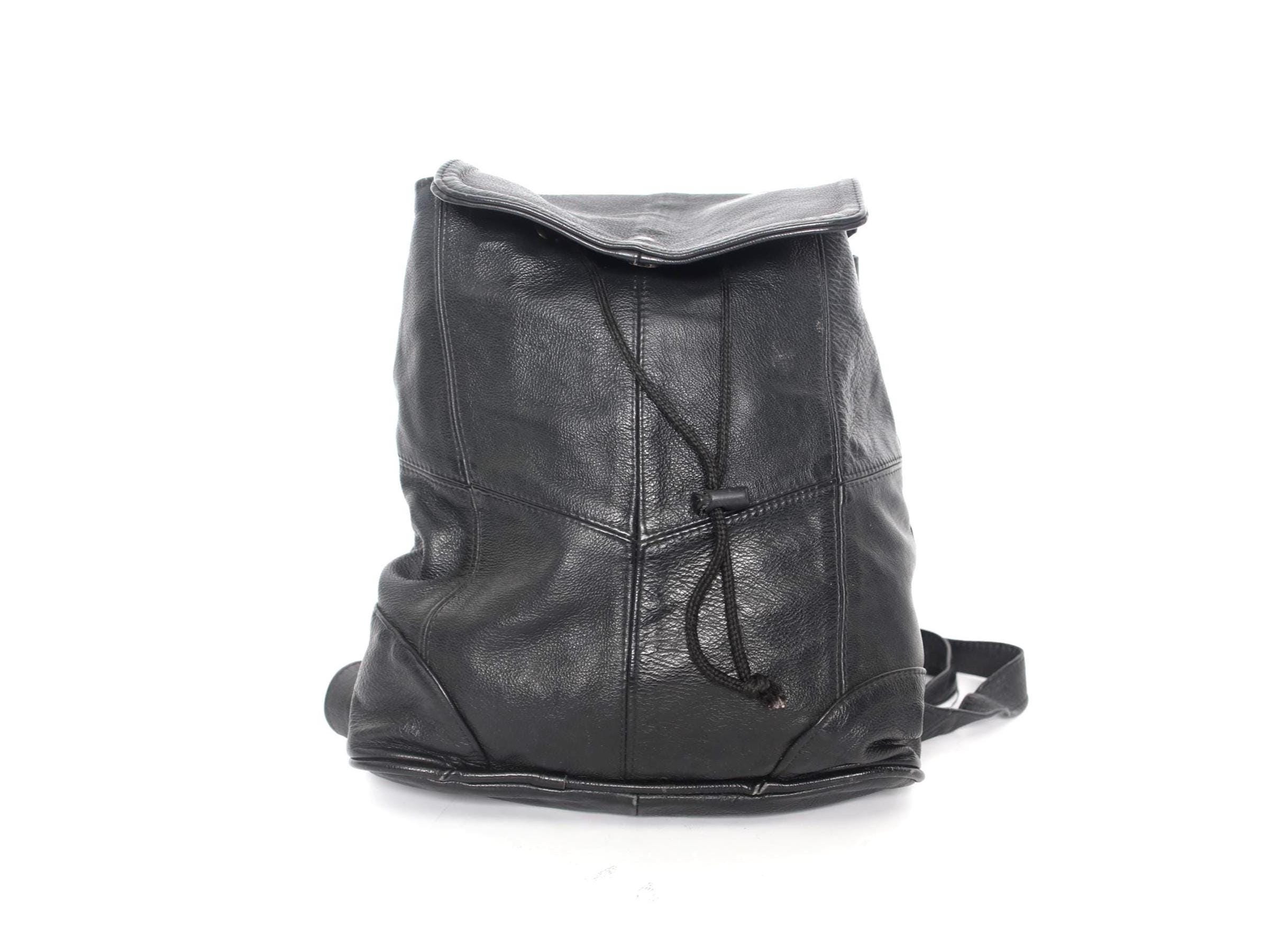 Vtg 90s Y2K Mini Black Patchwork Leather Bag Backpack Gold Toned Hardware Vintage 90 main image 2