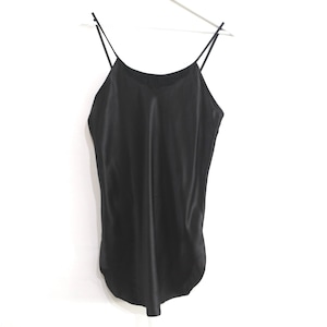 vintage SLINKY black silky MINI slip dress 1990s y2k summer slip dress -- size Small -- FREE shipping U.S.A